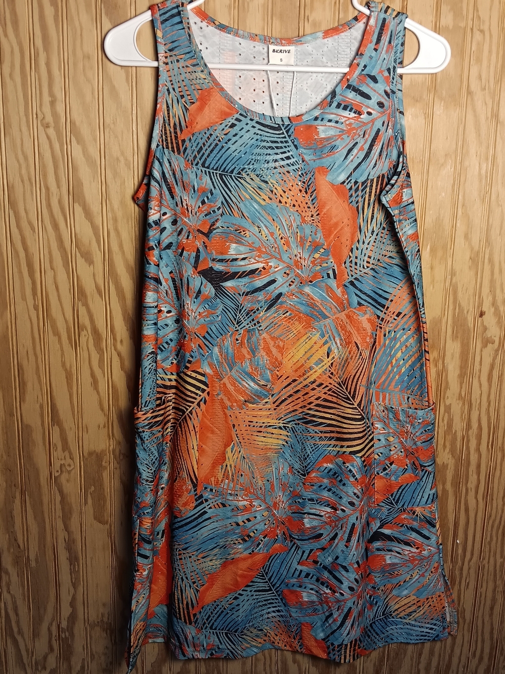 Bkrive Tropical Print Sleeveless Coverup Summer Dress - Blue & Orange